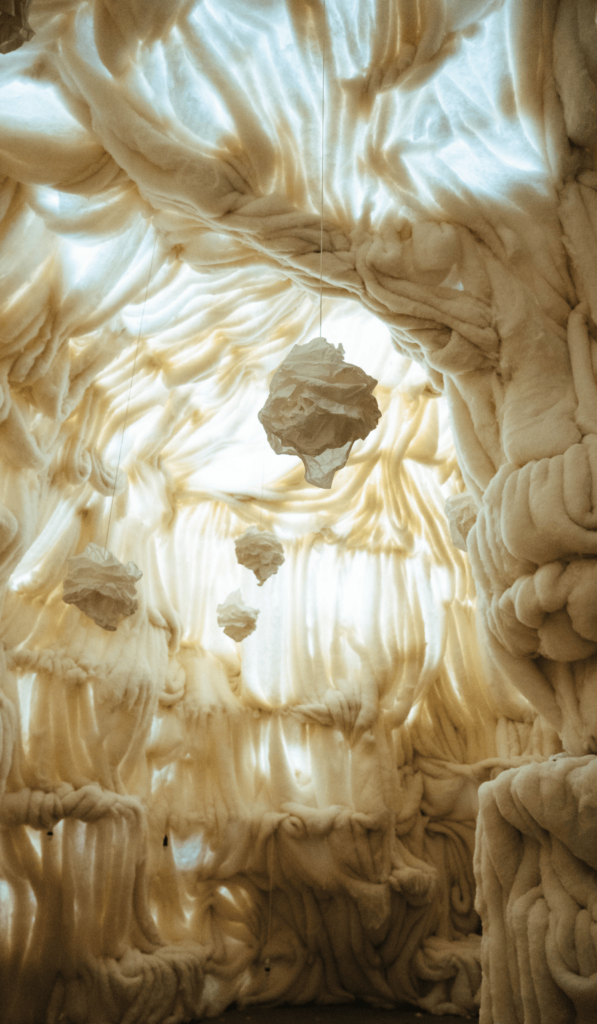 STOREHOUSE London opens June 2025, the set utilises natural textures such as wool throughout as large scale